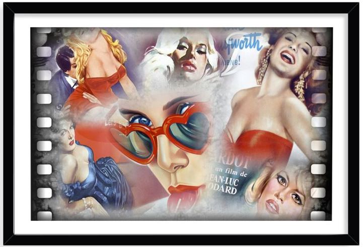  SEXY STARS - Stampa artistica by waau design - Riproduzione di alcuni particolari dei poster del cinema classico hollywoodiano, in una composizione originale.